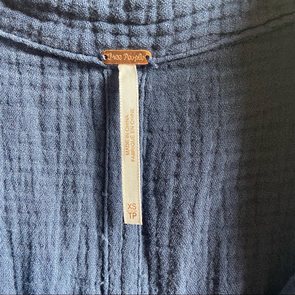 Free People Gauze Summer Button Down Top - Blue - XS - Picture 5 of 6
